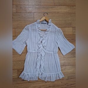 Elegant White Ruffled Women's Top